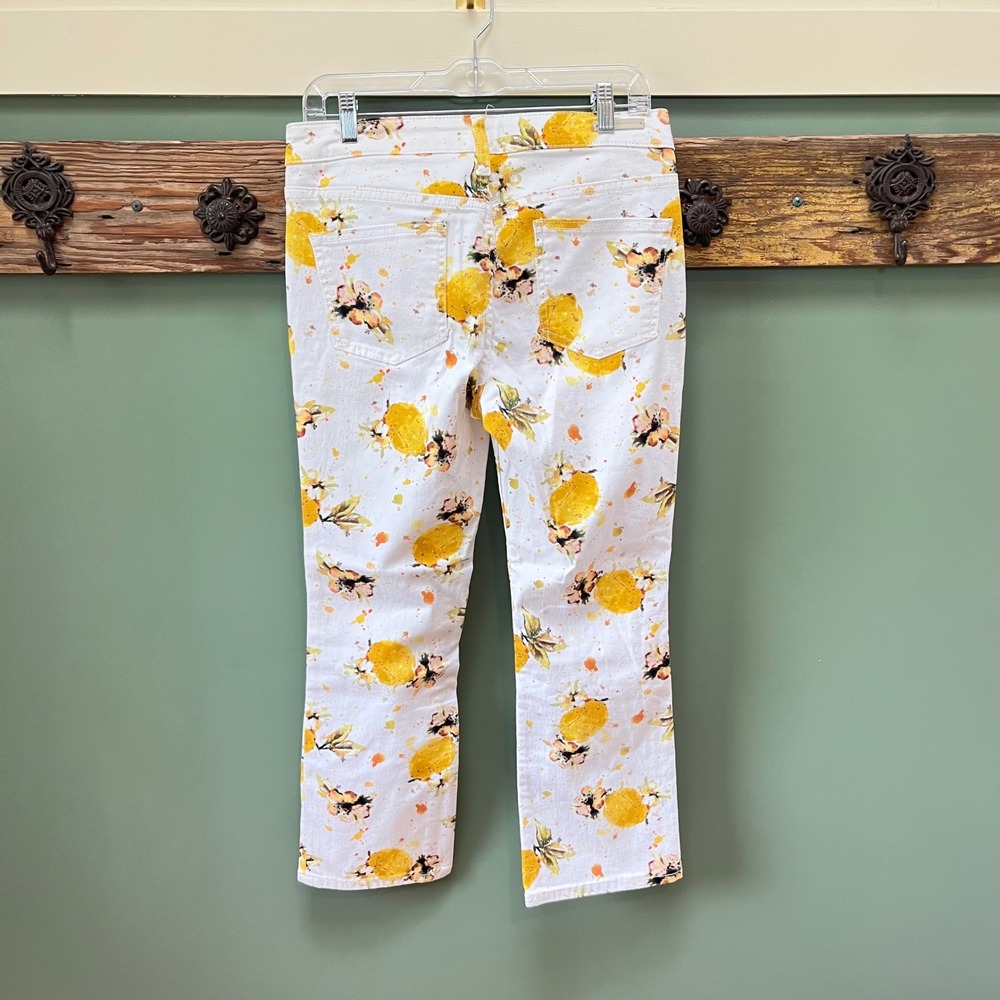 Pilcro Anthropologie Lemon Floral High Rise Bootcut Jeans White Yellow Size 28 - Picture 4 of 4